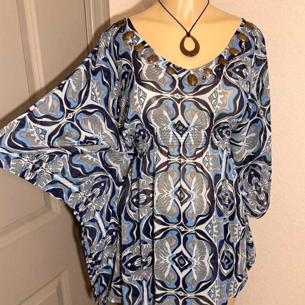New York & Company geometric pattern outfit